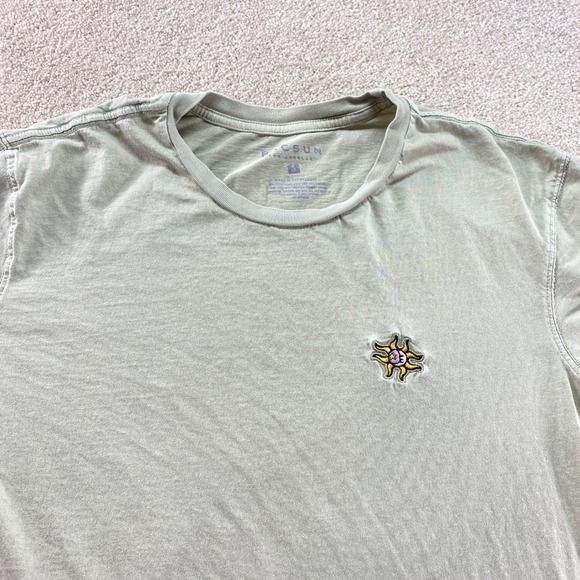 PacSun Shirt Mens Small Sage Green Sun Moon Embroidered Short Sleeve Cotton - Picture 7 of 10